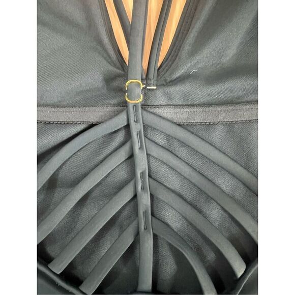 Xhilaration Swimwear One Piece Halter Green Size L Strappy Solid Color Beach - Picture 8 of 11